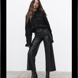 Zara marine leather wide leg pant